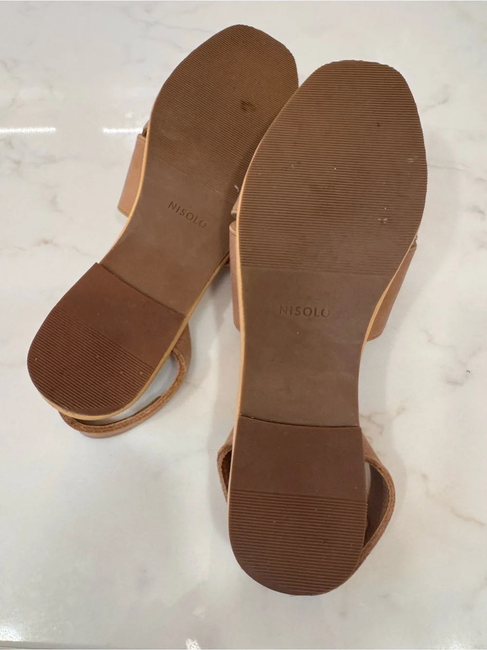 ☀️ NISOLO Women's Brown Crossband Slingback Leather Sandals Size 8